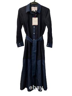 RARE Carolina Herrera Blue Stretch Denim Midi Shirt Dress UK6-10 2100 ASO Celeb