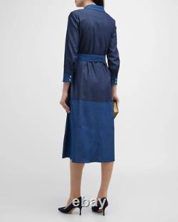 RARE Carolina Herrera Blue Stretch Denim Midi Shirt Dress UK6-10 2100 ASO Celeb
