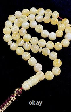 RARE Certified Royal White TIGER Natural Baltic Amber Beads Rosary