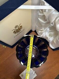 RARE Faberge Cut to Clear Crystal Russian Imperial Court Cobalt Blue Vase NIB