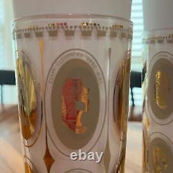 RARE Mid-Century Modern TWO Gold Royal Ladies Portrait Tall Boy Glasses