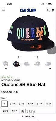 RARE NEW ERA 59fifty 7 5/8 Slow Bucks Queens SB Royal Blue Hat