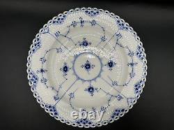 RARE Pair of NEW ROYAL COPENHAGEN 9 7/8 in Dinner Plates Blue Fluted Full Lace