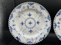 RARE Pair of NEW ROYAL COPENHAGEN 9 7/8 in Dinner Plates Blue Fluted Full Lace