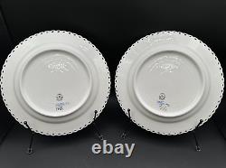 RARE Pair of NEW ROYAL COPENHAGEN 9 7/8 in Dinner Plates Blue Fluted Full Lace