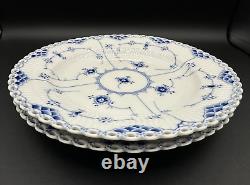 RARE Pair of NEW ROYAL COPENHAGEN 9 7/8 in Dinner Plates Blue Fluted Full Lace