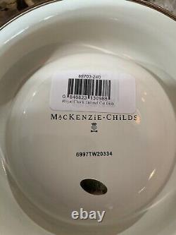 RARE RETIRED Mackenzie-Childs Royal Check Enamel Pet Dish Set