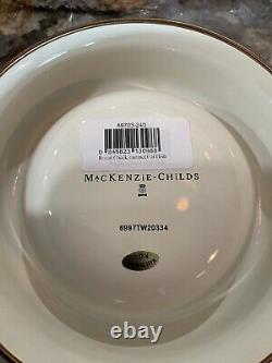RARE RETIRED Mackenzie-Childs Royal Check Enamel Pet Dish Set