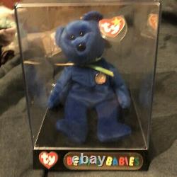 RARE RETIRED Ty Beanie Babies Clubby Official Club Bear 1998 Royal Blue