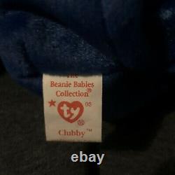 RARE RETIRED Ty Beanie Babies Clubby Official Club Bear 1998 Royal Blue