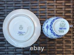 RARE ROYAL COPENHAGEN Blue Fluted Full Lace Flat Cup &Saucer, Pristine Condition