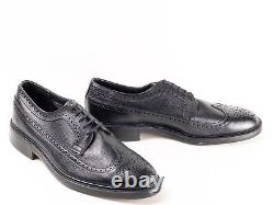 RARE UNWORN 1960s NUNN BUSH 10.5D BLACK LONGWING BLUCHER V-CLEAT VINTAGE NOS