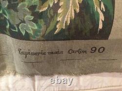 RARE VTG XL ROYAL PARIS FRENCH Tapestry Canvas Needlepoint Deers Garden Jungle