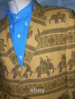 RARE Vintage 38R Royal Indian Elephant Tapestry Textured Blazer Coat Jacket