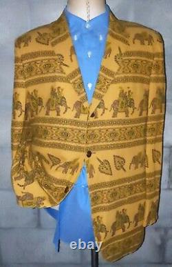 RARE Vintage 38R Royal Indian Elephant Tapestry Textured Blazer Coat Jacket