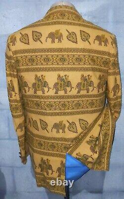 RARE Vintage 38R Royal Indian Elephant Tapestry Textured Blazer Coat Jacket