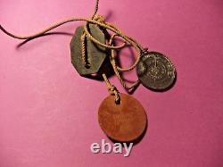 RARE WWII Military New Zealand Leather ID Tags+ 1941 Royal Life Saving Medallion