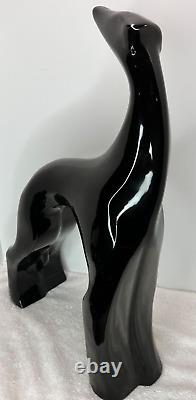 ROYAL HAEGER RARE Dog Sculpture Ebony Black Whippet Greyhound Afghan Large 21