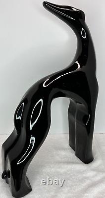 ROYAL HAEGER RARE Dog Sculpture Ebony Black Whippet Greyhound Afghan Large 21