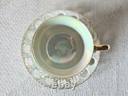 ROYAL JAPAN 12 PC Slotted Tea Cup and Saucer Set Iridescent Opal Gold Trim RARE