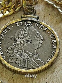 Rare 1787 Cruciform Cross & Star sterling sixpence & Gold Filled Chain w COA