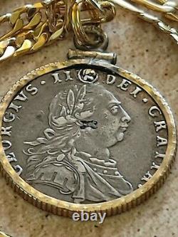 Rare 1787 Cruciform Cross & Star sterling sixpence & Gold Filled Chain w COA