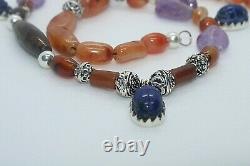 Rare Ancient Egyptian Antique Royal Silver Agate Queen Necklace New Knigdom