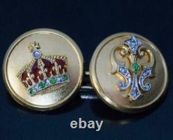 Rare Antique Royal Men's Engagement Cufflinks Set With 10K Pure Yellow Gold FN