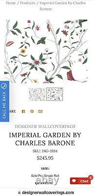 Rare Charles Barone Mural Wallpaper Imperial Garden Floral 1980s Triple Roll USA