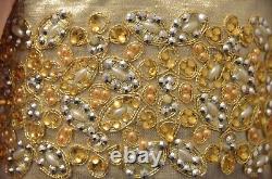 Rare D Stevens 4 Royal Summer Spring Flower Leaf Gold Jewel Pearl Wired Ribbon