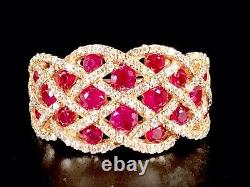Rare Effy 14k Rose Gold Ruby Royale 153 Diamond Interwoven Cocktail Ring Sz 7