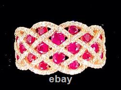 Rare Effy 14k Rose Gold Ruby Royale 153 Diamond Interwoven Cocktail Ring Sz 7