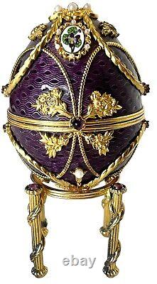 Rare Faberge Imperial Anniversary Egg Franklin Mint 18K & Sterling & Amethysts