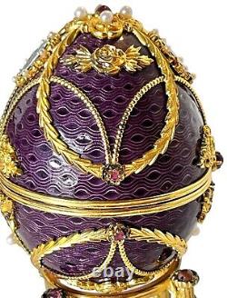 Rare Faberge Imperial Anniversary Egg Franklin Mint 18K & Sterling & Amethysts