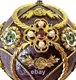 Rare Faberge Imperial Anniversary Egg Franklin Mint 18K & Sterling & Amethysts