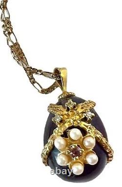 Rare Faberge Imperial Anniversary Egg Franklin Mint 18K & Sterling & Amethysts