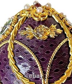 Rare Faberge Imperial Anniversary Egg Franklin Mint 18K & Sterling & Amethysts