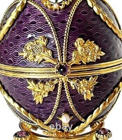 Rare Faberge Imperial Anniversary Egg Franklin Mint 18K & Sterling & Amethysts