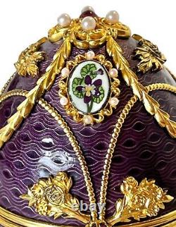 Rare Faberge Imperial Anniversary Egg Franklin Mint 18K & Sterling & Amethysts