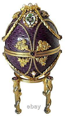 Rare Faberge Imperial Anniversary Egg Franklin Mint 18K & Sterling & Amethysts