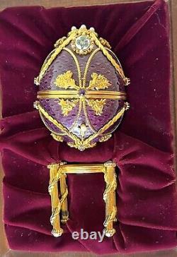 Rare Faberge Imperial Anniversary Egg Franklin Mint 18K & Sterling & Amethysts