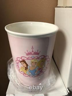 Rare Find! Disney Royal Princess Ceramic Waste Basket + Bath Accessory Set! New