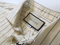Rare! GUCCI Italy Men Tunic Pullover Henley Shirt Luxury Royal King Striped