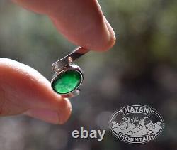 Rare Imperial Green Guatemalan Jadeite Jade Cabochon In 925 Silver Ring Size 8