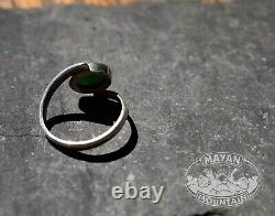 Rare Imperial Green Guatemalan Jadeite Jade Cabochon In 925 Silver Ring Size 8