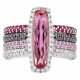 Rare Imperial Pink Topaz With Multi Color Round Cut Gemstones Accents Fine Band