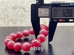 Rare Large Top Quality Imperial Rhodonite Beads Bracelet 12.8mm