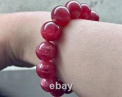 Rare Large Top Quality Imperial Rhodonite Beads Bracelet 12.8mm