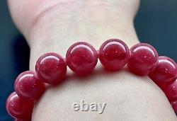 Rare Large Top Quality Imperial Rhodonite Beads Bracelet 12.8mm