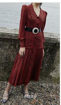 Rare New Alessandra Rich Red Houndstooth Tartan Dress It 44, US 8 Aso Royal
